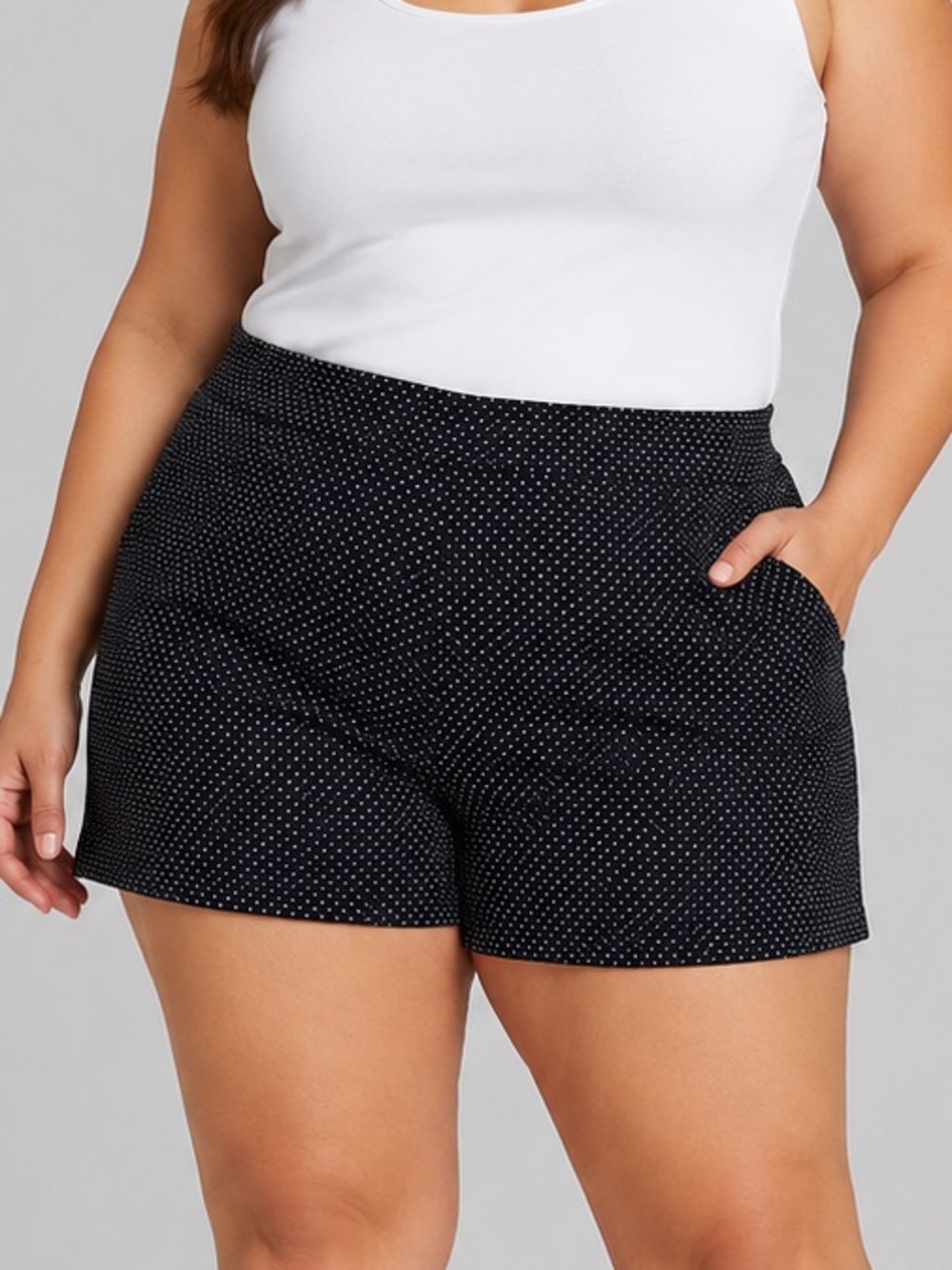 😍SHOW SPECIAL HILARY RADLEY Black with White Polka Dots Stretch Pull On Shorts